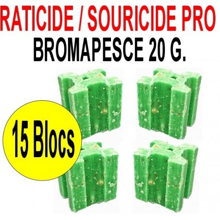 Souricide et Raticide bromapesce 15 blocs de 20 grs