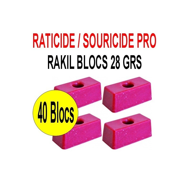 Souricide/Raticide RAKIL 40 blocs de 28 grs