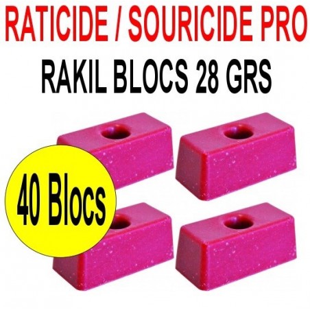 Souricide/Raticide RAKIL 40 blocs de 28 grs