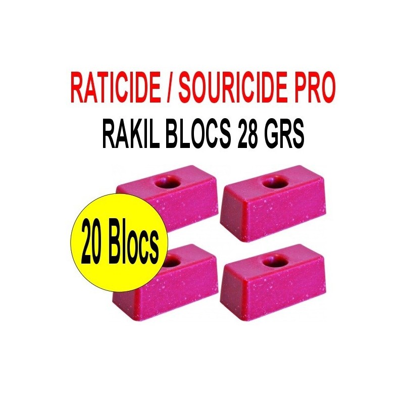 Souricide/Raticide RAKIL 20 blocs de 28 grs