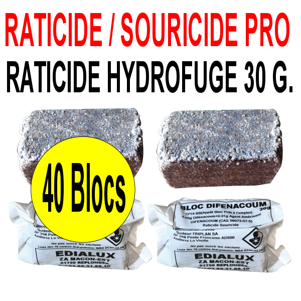 Antinuisible rats et souris Ferox en blocs hydrofuges, lot de 8