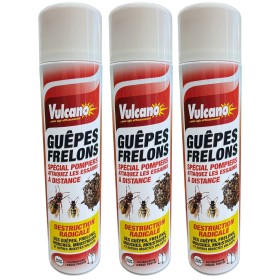 VULCANO Spray Anti Guêpes Frelons Puissant 600ml - Destruction Radicale à Distance Pour Pompiers